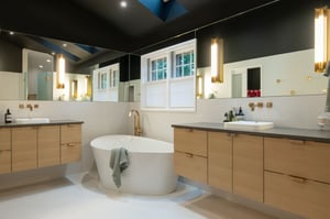 Black and white luxury bathroom remodel in Clifton, Virginia