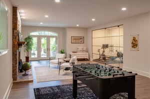 Basement remodel with game room and home gym in Northern Virginia