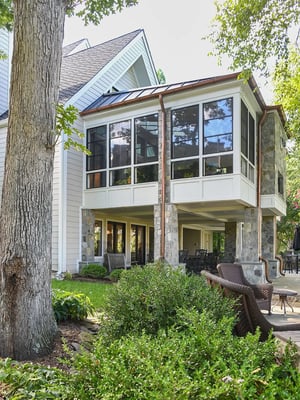 Exterior view of cantilevered sunroom addition in Reston VA