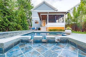 Home remodel with porch, patio, and pool