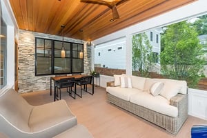 Denny + Gardner Interior of porch remodel with fireplace